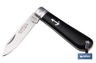 Naval pocket knife | Blade size: 8cm | Pen pocket knife | Stainless-steel blade | Polypropylene handle | Black - Cofan