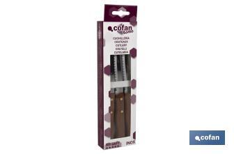 Wooden handle knives | Pack of 3 pieces | Blade of 10cm - Cofan