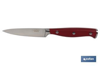 Couteau d'office de Cuisine avec Forgeage Français | En Couleur Rouge | Dimension de la lame de 9 cm - Cofan