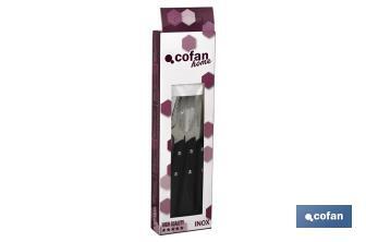 Pack de 3 couteaux | Lame micro-dentelée de 10 cm | En noir - Cofan