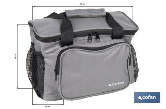 Glacière portable pour aliments | Sac isotherme | Sangle réglable | Couleur : gris foncé | Dimensions : 33,5 x 24 x 26 cm - Cofan