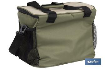 Bolsa térmica | Nevera portátil para alimentos | Correa ajustable | Adecuada para pícnic, playa, oficina, viaje | Color: verde y beige | Medidas: 35 x 25 x 27,5 cm - Cofan