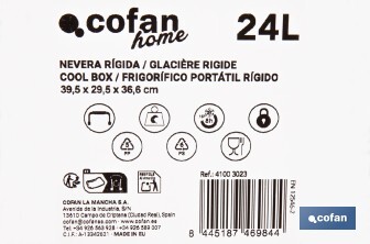 Nevera rígida de 24 litros | Color: azul claro | Material: polipropileno - Cofan