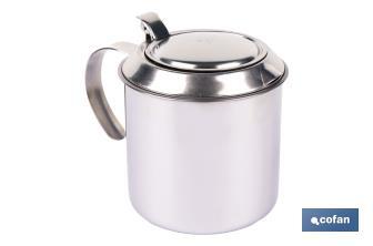 Grasera de acero inoxidable con filtro desmontable | Capacidad: 0,75 l | Disponible con icono para aceite de carne o de pescado - Cofan