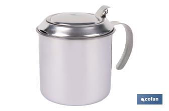 Grasera de acero inoxidable con filtro desmontable | Capacidad: 0,75 l | Disponible con icono para aceite de carne o de pescado - Cofan