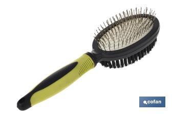 Pet comb | Double sided grooming brush | Green and black - Cofan