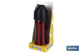 Borraccia portatile per cani | Capacità: 750 ml | Color ciliegia - Cofan