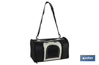 Borsa trasportino per animali | Dimensioni: 43 x 25 x 29 cm | Nero e argento - Cofan