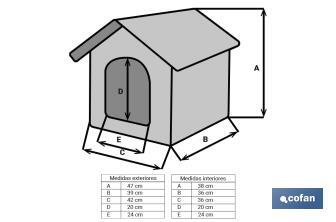 Casita de tela para Mascotas | Casa Portátil Lavable | Medida exterior: 47 x 39 x 42 cm - Cofan