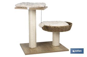 Cat scratcher with toy | Beige | Size: 48 x 39 x 51cm - Cofan