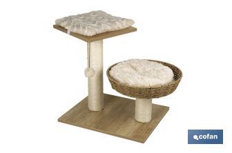 Cat scratcher with toy | Beige | Size: 48 x 39 x 51cm - Cofan