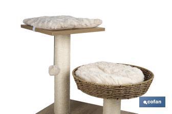 Tiragraffi con giochino per gatti | Beige | Dimensioni: 48 X 39 X 51 cm - Cofan