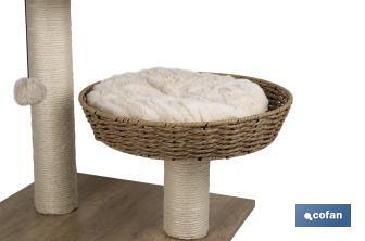 Cat scratcher with toy | Beige | Size: 48 x 39 x 51cm - Cofan