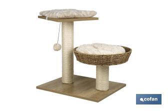 Cat scratcher with toy | Beige | Size: 48 x 39 x 51cm - Cofan