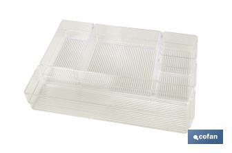 Set di organizer da 5 pezzi | Dimensioni: 30 x 23 x 8 cm | Trasparente | Vendita unitaria - Cofan