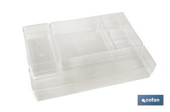 Set di organizer da 5 pezzi | Dimensioni: 30 x 23 x 8 cm | Trasparente | Vendita unitaria - Cofan