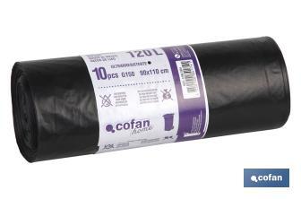 Black bin bags | Size: 90 x 110cm | 120 litres | 10 Pieces - Cofan