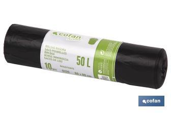 Sacos do lixo pretos | Medida 60 x 80 cm | 50 Litros | Cor preta | 10 Unidades - Cofan