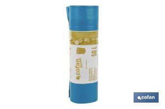  Sacs poubelle parfumés refermables de couleur bleue | Dimensions de 70 x 70 cm et jauge de 120 - Cofan