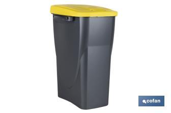 Cubo de basura amarillo para reciclar plásticos y envases | Tres medidas y capacidades diferentes - Cofan