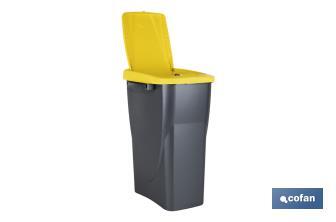 Cubo de basura amarillo para reciclar plásticos y envases | Tres medidas y capacidades diferentes - Cofan