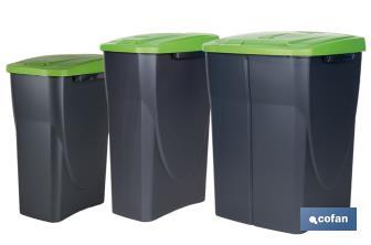 Poubelle verte pour recycler les matériaux en verre | Trois dimensions et capacités différentes - Cofan