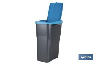 Cubo de basura azul para reciclar materiales de papel y cartón | Tres medidas y capacidades diferentes - Cofan