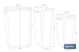 Poubelle bleue pour recycler les matériaux en papier et carton | Trois dimensions et capacités différentes - Cofan