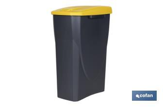 Yellow recycling bin | Suitable for recycling plastics and packaging materials | Available in three different capacities and sizes - Cofan