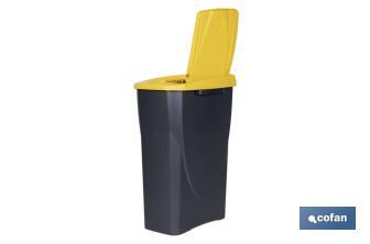 Cubo de basura amarillo para reciclar plásticos y envases | Tres medidas y capacidades diferentes - Cofan