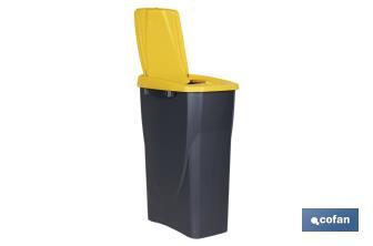 Cubo de basura amarillo para reciclar plásticos y envases | Tres medidas y capacidades diferentes - Cofan