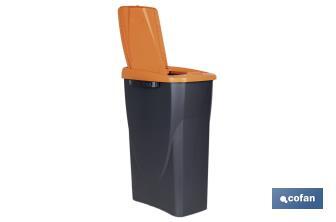 Orange recycling bin | Suitable for recycling organic waste | Available in three different capacities and sizes - Cofan