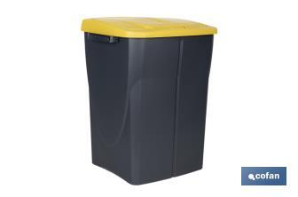 Yellow recycling bin | Suitable for recycling plastics and packaging materials | Available in three different capacities and sizes - Cofan