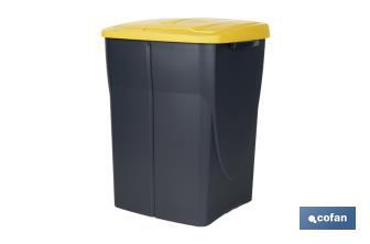 Yellow recycling bin | Suitable for recycling plastics and packaging materials | Available in three different capacities and sizes - Cofan