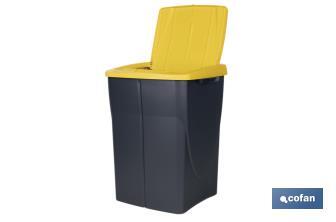 Yellow recycling bin | Suitable for recycling plastics and packaging materials | Available in three different capacities and sizes - Cofan