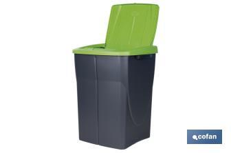 Cubo de basura verde para reciclar materiales de vidrio | Tres medidas y capacidades diferentes - Cofan