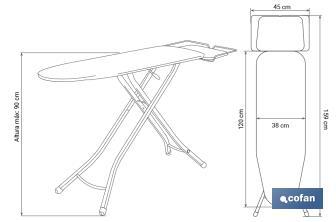 Table à repasser Modèle Cesena 120 x 38 cm (Mod. 3) - Cofan