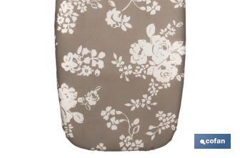 Housse pour Table à Repasser Rembourrée en Coton | Dimensions : 140 x 60 cm | Imprimé Gris avec des fleurs - Cofan