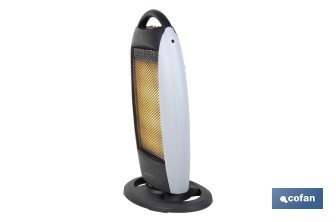 Oscillating halogen heater | Three power settings: 400W, 800W and 1,200W | Instantaneous heat diffusion | Three halogen tubes | Anti-tip safety system - Cofan