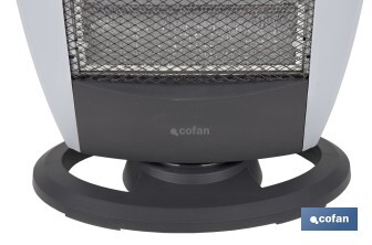 Stufetta alogena oscillante | Tre livelli di potenza: 400 W, 800 W e 1200 W | Emissione istantanea di calore | Tre elementi riscaldanti | Sistema di sicurezza antiribaltamento - Cofan