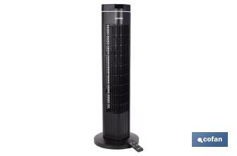 Ventilador silencioso de torre con control remoto | Color Negro | Incluye mando a distancia y temporizador (8 horas) - Cofan