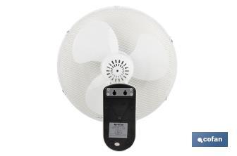 Ventilador de pared con temporizador y mando a distancia | Potencia de 50 W - Cofan