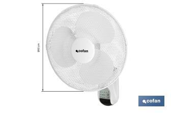 Ventilador de pared con temporizador y mando a distancia | Potencia de 50 W - Cofan