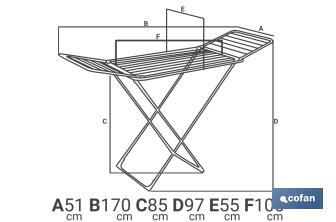 Winged Clothes Airer | With Folding Wings & Wheels | Aluminium & Polypropylene - Cofan