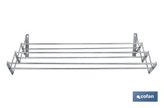 Stendino estensibile a muro | Realizzato in alluminio | Pieghevole, con 6 stecche per l’asciugatura | Dimensioni: 80 x 45,5 cm - Cofan