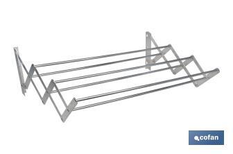 Estendal Extensivel para Parede, Fabricado em Aluminio, Dobrável com 6  Linhas de Secagem, Medida: 80 x 75 cm