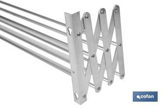 Extensible Wall-Mounted Drying Rack | Aluminium | Folding Drying Rack with 6 Drying Rods | Size: 80 x 45.5cm - Cofan