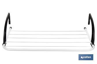 Tendedero para Radiador/Balcón | Fabricado en Acero Pintado y Polipropileno | Con 6 Barras de Secado | Medidas: 50 x 33 x 25 cm - Cofan