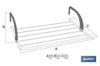 Stendino per termosifone/balcone | Realizzato in acciaio dipinto e polipropilene | Con 6 stecche per l’asciugatura | Dimensioni: 50 x 33 x 25 cm - Cofan