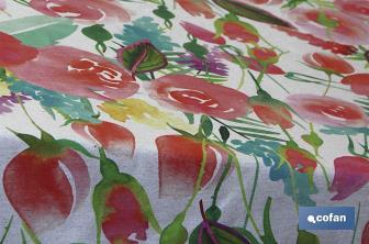 Resin-coated tablecloth with floral pattern design - Cofan